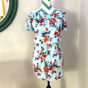 Xhilaration medium off the shoulder romper light blue